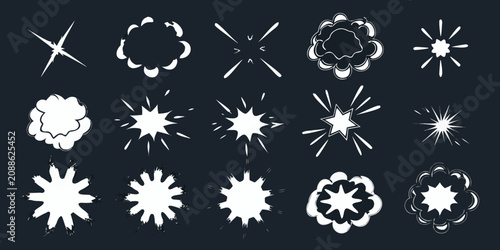 Quadro su tela Collection Of White Explosion And Impact Burst Effects Vector Illustration
