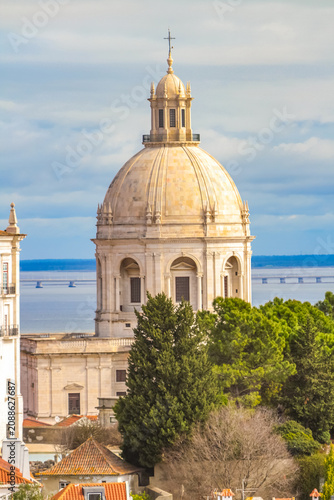 National Pantheon dome overlooking the Tagus River in Lisbon Portugal