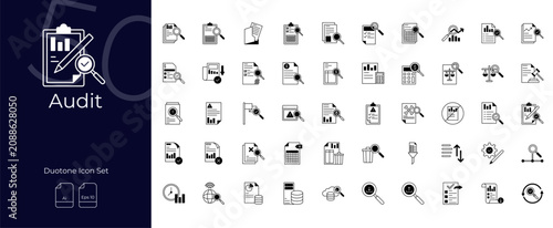 Audit Duotone Editable Icons set
