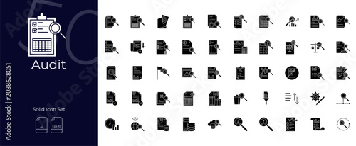 Audit Solid Editable Icons set