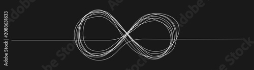 Quadro su tela Abstract White Infinity Symbol with Dynamic Lines on Dark Background Representin