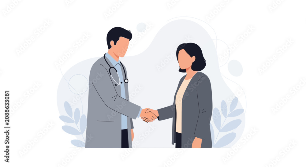 Fototapeta premium Doctor and Patient Shaking Hands, Symbolizing Trust and Partnership in Healthcare