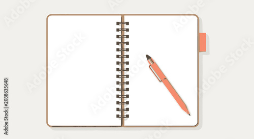 Open spiral notebook with pen for writing and planning