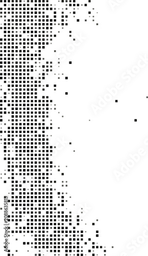 Abstract black and white pixel dispersion pattern isolated on transparent background, Vector, illustration