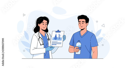 Doctor Consults Patient Discussing Health and Lifestyle, Vector Illustration