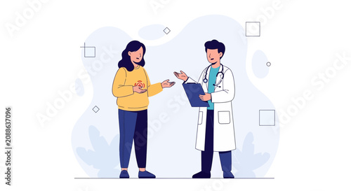 Doctor Consulting Patient About Health Concerns, Medical Consultation Vector Illustration