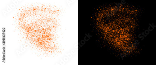 Chili powder explosion on white and black backgrounds, orange spice splash texture, cayenne pepper dust burst for culinary design png