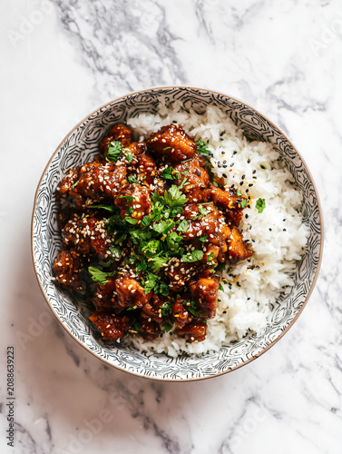 Ma po tofu chinese food in a bowl or plate image
