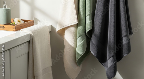 Luxurious Bathroom Towels Displayed With Elegant Simplicity