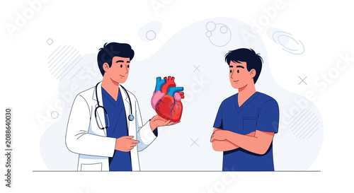 Doctor Explaining Heart Anatomy to Patient with Detailed Anatomical Model