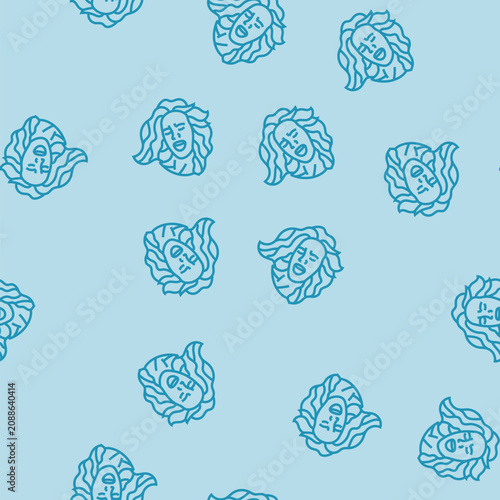 Obraz na plátně euphoria woman expression vector line seamless pattern euphoria woman expression