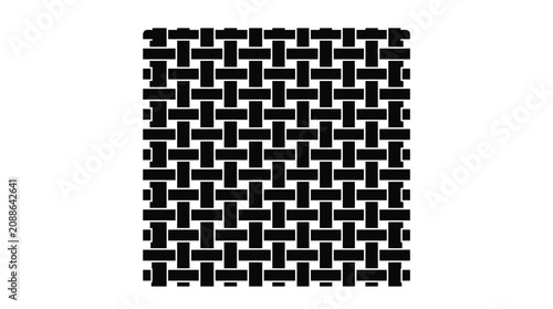Black and white woven pattern, abstract geometric background, textile texture