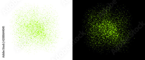 Green spray paint texture set, neon lime aerosol splatter on black and white backgrounds, grainy airbrush mist effect for urban street art design