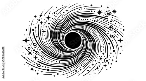 Black Hole Swirl Vortex with Stars and Cosmic Dust