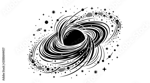 Black Hole Swirling Galaxy Illustration