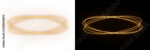 Obraz na płótnie A radiant golden neon orbit emitting magical glowing light trails and shiny univ