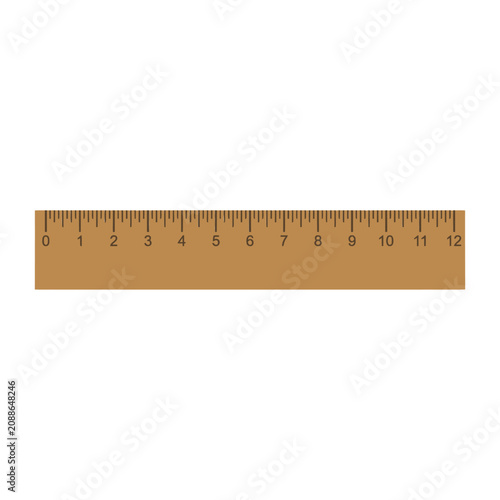 Fotografía Wooden ruler with inch markings, measuring tool, educational supply, school or o