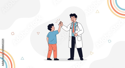 Doctor and Child High Five, Symbolizing Trust and Positive Healthcare Experience