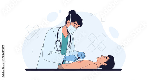 Doctor Administering Injection to Patient, Healthcare and Medical Concept Illustration