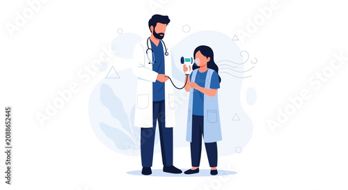 Doctor administers nebulizer treatment to a child for respiratory issues, healthcare concept