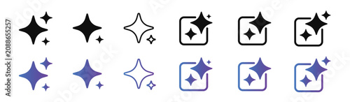 Generative AI Icons Vector Set for AI Assistant and Image Generation