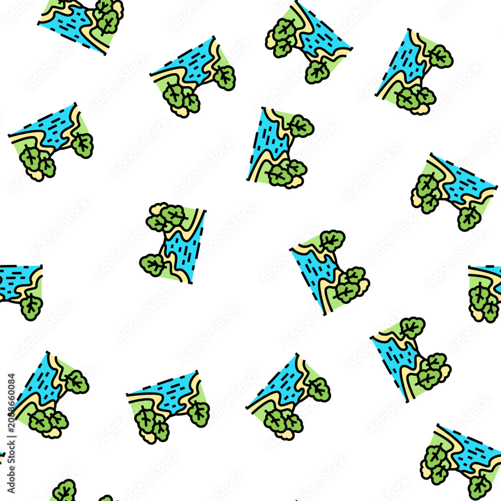 Fototapeta premium river nature vector seamless pattern river nature sign illustration