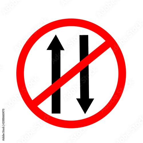 Traffic road sign, one way