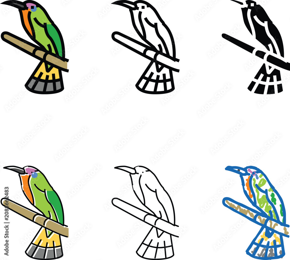 Fototapeta premium red bearded bee eater bird exotic color icon vector. red edition bearded bee eater bird exotic sign. isolated symbol