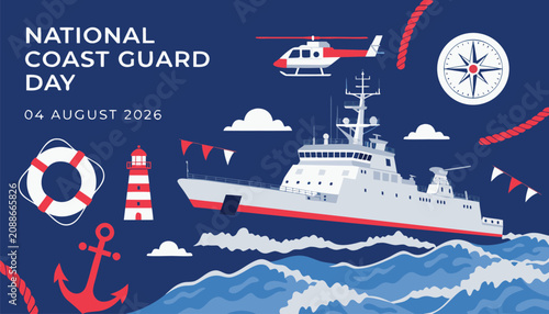 Фотография National coast guard day celebration with ship and rescue helicopter