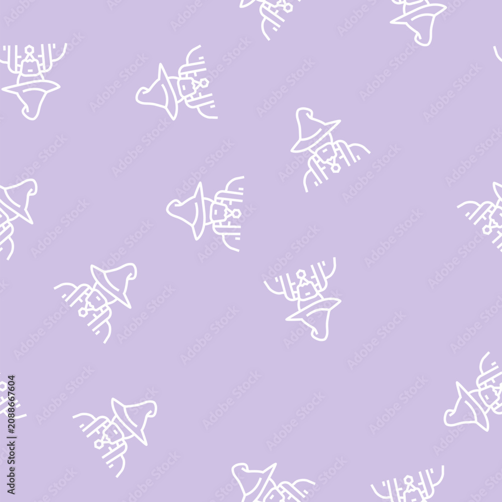 Obraz premium wizard fairy tale personage vector line seamless pattern wizard fairy tale personage sign illustration