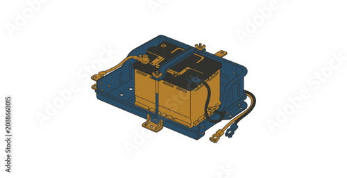 Photos Car Battery in Tray Vector Illustration