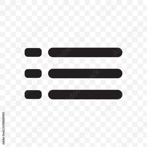 Menu icon in solid black icon on transparent background.