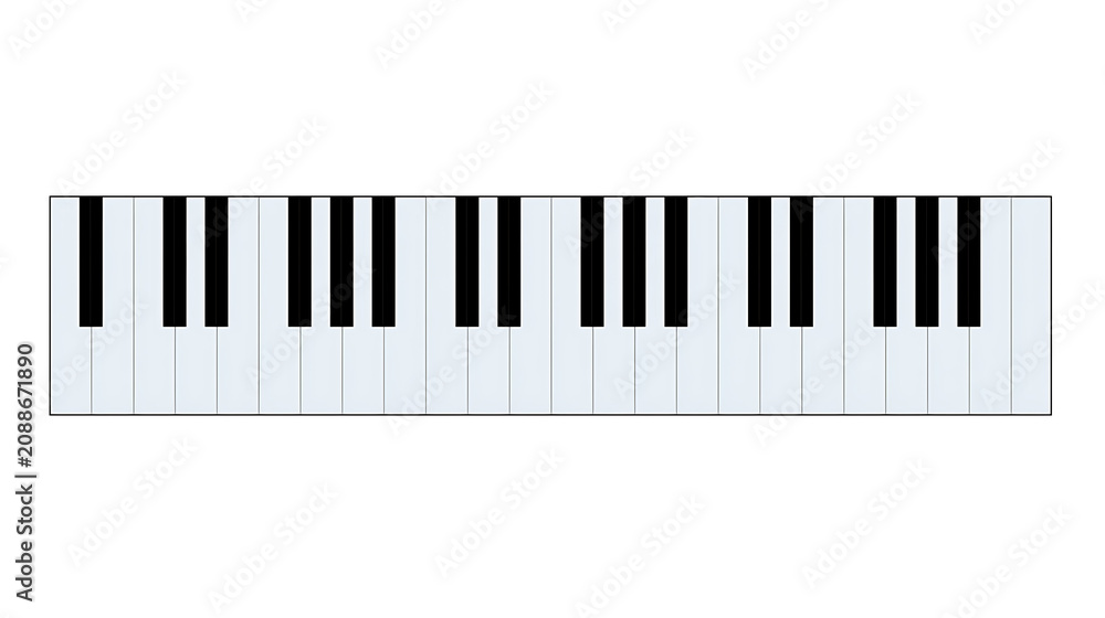 Fototapeta premium Clean, simplistic illustration of a musical keyboard with black and white keys arranged perfectly for music, education, and art themes