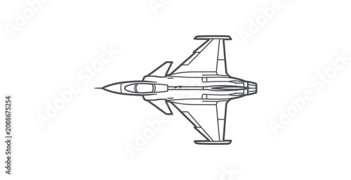 Fighter Jet Outline Vector Illustration