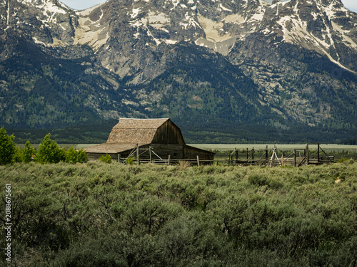 Moulton Barn And Corral Below Grand Teton Mountain Peaks