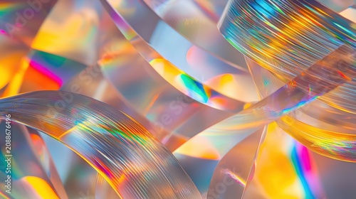 Fiber optic curves light breaking component wavelengths curved optical fibers prismatic rainbow refractions abstract geometric patterns colorful
