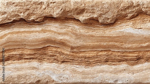 Beige limestone texture with weathered sandstone erosion patterns, natural ochre and cream layered sediment striations, professional stone background
