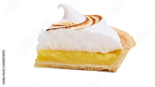 Fotografija Slice of lemon meringue pie with golden crust, isolated on transparent backgroun
