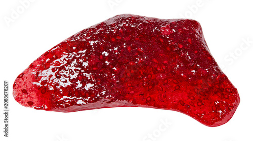 Cuadro en lienzo Glossy red raspberry jam blob with visible seeds, isolated on transparent backgr