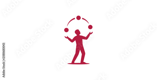 Juggler Silhouette Minimalist Vector Illustration