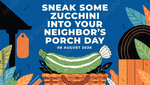 Fotografie Colorful illustration celebrating sneak some zucchini into your neighbor porch d