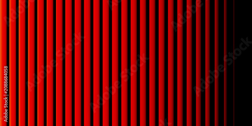 Abstract red glowing vertical lines on black background. Futuristic neon stripe pattern with vibrant gradient. Modern geometric light texture for technology and digital design.