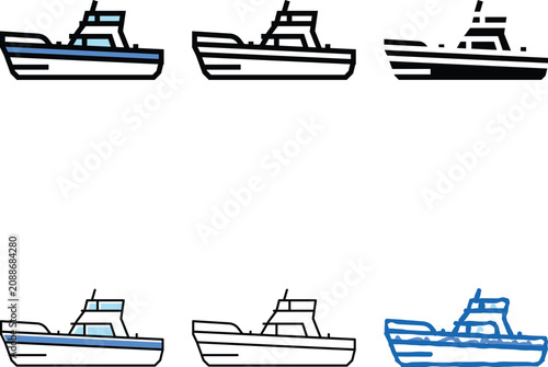 Schilderij op canvas game boat looks color icon vector