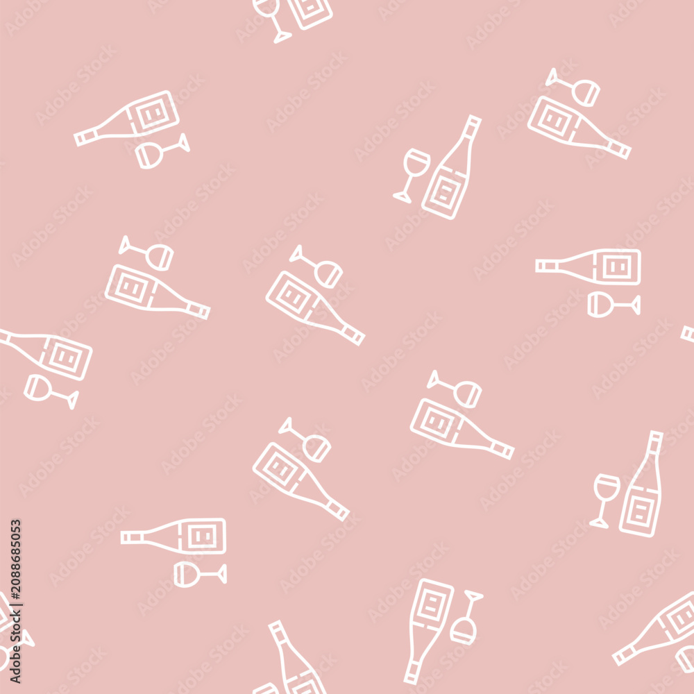 Obraz premium pinot noir red wine vector line seamless pattern pinot noir red wine sign illustration