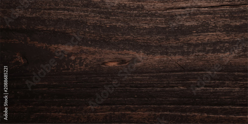фотографія Dark brown rustic wooden plank texture with natural wood grain, weathered knots