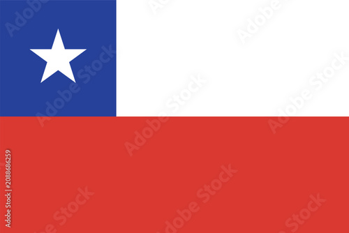 Foto Flat vector illustration of the Chile national flag with blue canton, white star, white stripe, and red stripe for country symbol design