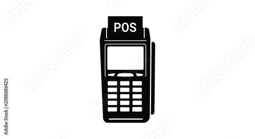 Point of sale terminal with receipt printer black silhouette pos point of sale