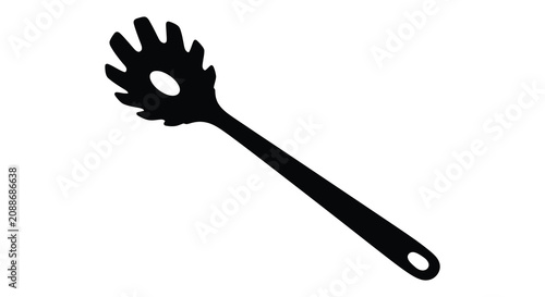 Bild auf Leinwand Black spaghetti server utensil a flatware silhouette fork pasta kitchen tool