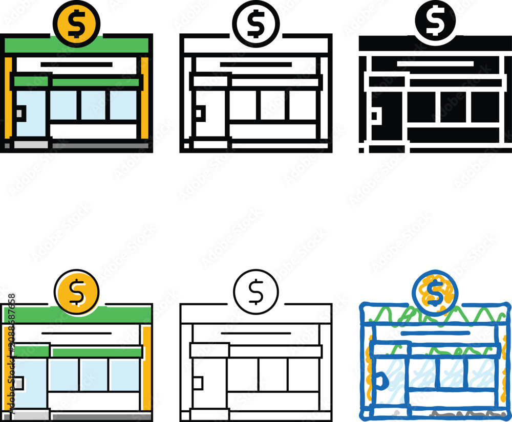 Obraz premium office edition bank building color icon vector. office bank building sign. isolated symbol