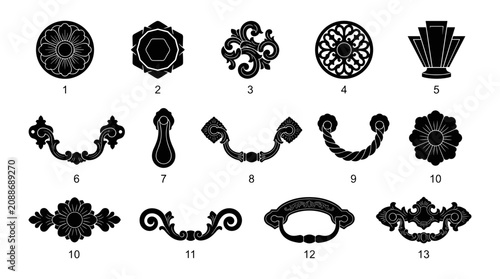 Cuadro en lienzo Decorative Ironwork Designs Featuring Intricate Floral and Geometric Patterns in